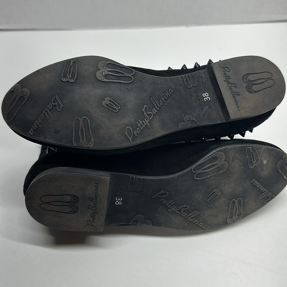 Pretty Ballerinas Boots Ankle Booties Suede Leather Studded Black Size 38 US 8 - Picture 8 of 9